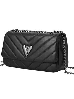 Valentino Orlandi Capricorn Black Chain Crossbody Gunmetal V-2001G NWOT